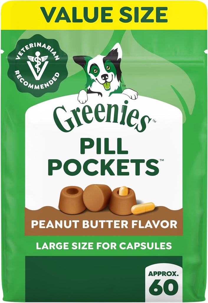 Greenies Pill Pockets Large Size Dog Treats, Peanut Butter, 15.8 oz
