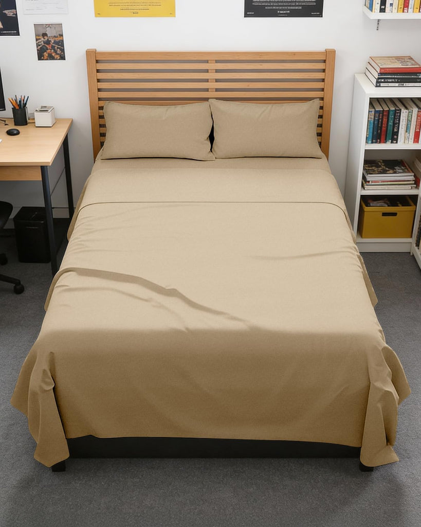 Full XL Sheets - 4 Piece Full XL Sheet Set - Soft & Cooling - Heathered Tan