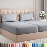 Split King Size 5 Piece Sheet Set - Comfy Breathable & Cooling - Steel Blue