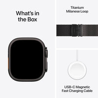 Apple Watch Ultra 3 [GPS + Cellular 49mm] Running & Multisport Smartwatch w/Rugged Titanium Case w/Black Titanium Milanese Loop - L. Satellite Communications, Advanced Health & Fitness Tracking