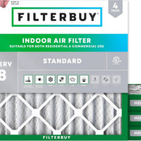 Filterbuy 12x12x2 Air Filter MERV 8 Dust & Allergy Defense (4-Pack)
