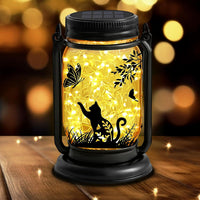YJFWAL Solar Cat & Butterfly Lanterns Outdoor Waterproof - Cat Lover Gifts for Women Mom Grandmom Birthday Mothers Day,