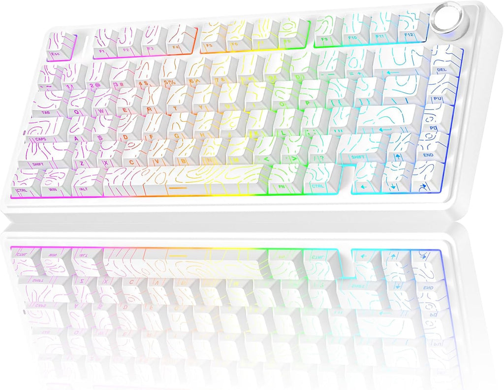 AULA F75 Pro Wireless Mechanical Keyboard with Knob,75% Hot Swappable Custom Gaming Keyboards,RGB Backlit,Pre-lubed Swit