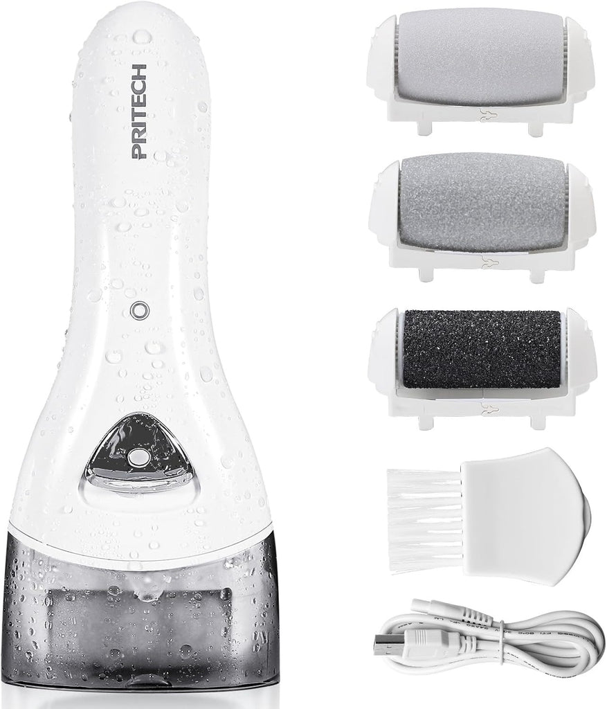 PRITECH Removedores de callos eléctricos recargables, herramientas electrónicas portátiles de pedicura, kit de eliminación de callos eléctrico, cuidado profesional de pies Pedi perfecto para piel seca