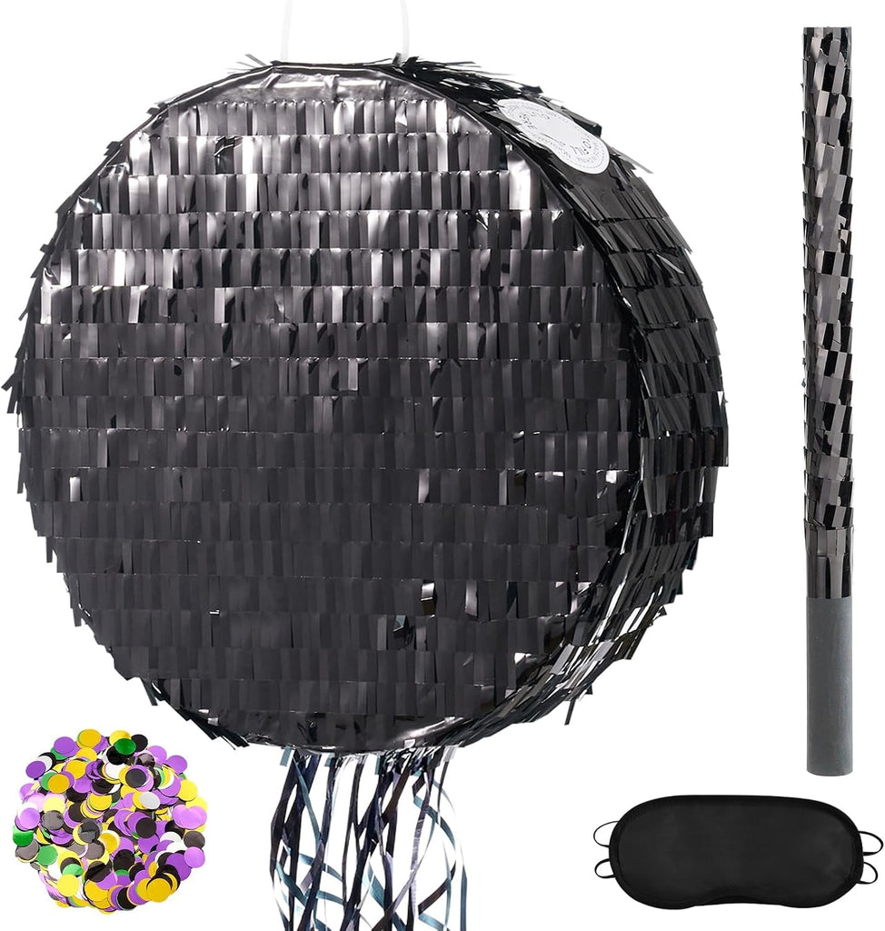 WERNNSAI Black Round Piñata for DIY - Halloween Black Moon Piñata for Kids