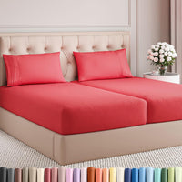Split King Size 5 Piece Sheet Set - Comfy Breathable & Cooling Sheets - Red