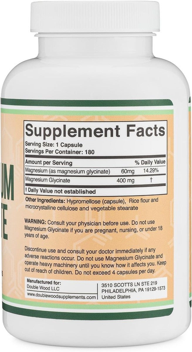 Double Wood Supplements Glicinato de magnesio 400 mg