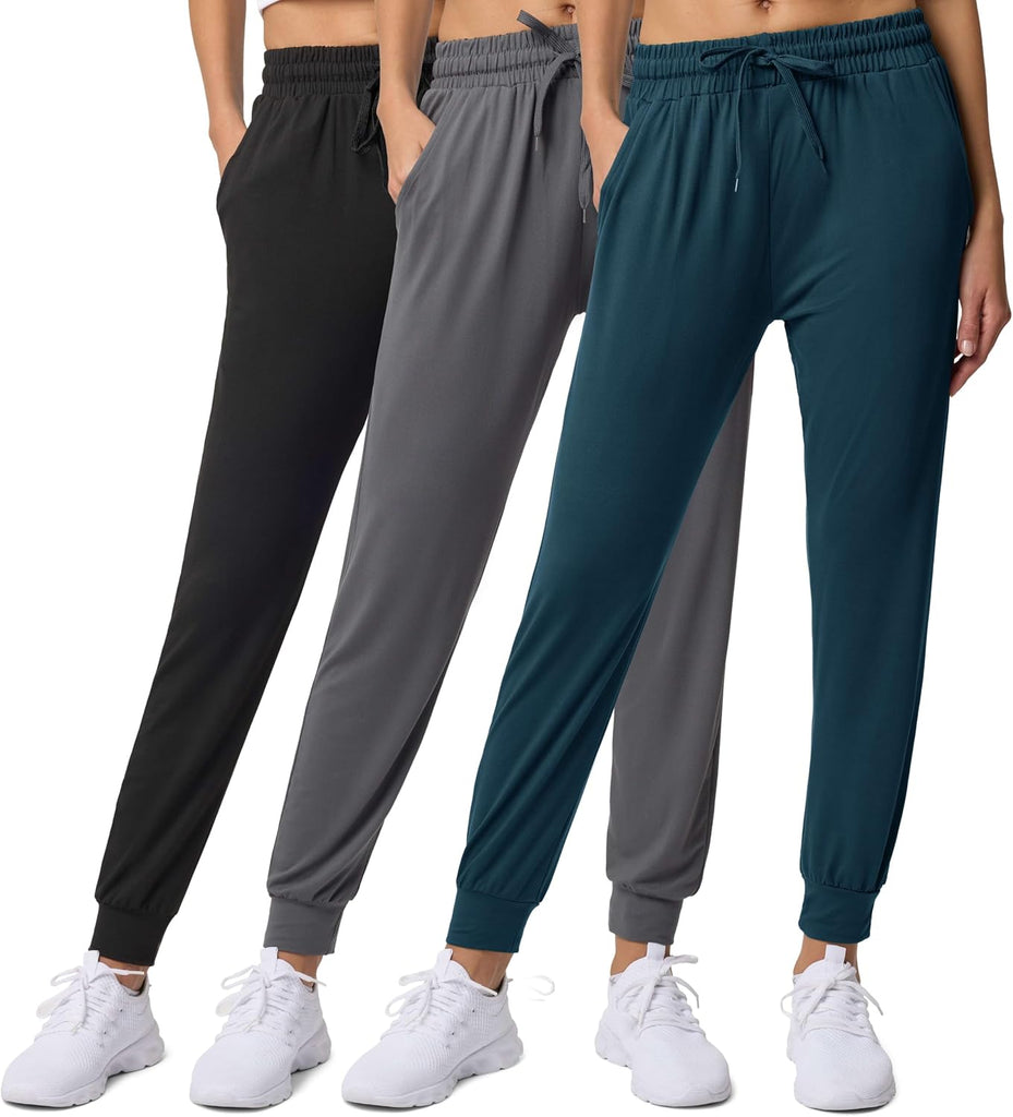 3 Pack Women's Joggers Sweatpants Lounge Pants Yoga Workout Pajama Pockets