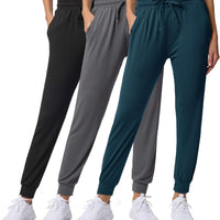 3 Pack Women's Joggers Sweatpants Lounge Pants Yoga Workout Pajama Pockets