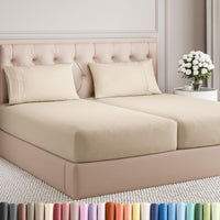 Split King Size 5 Piece Sheet Set - Breathable & Cooling Sheets - Wheat