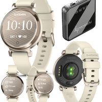 Wearable4U Garmin Lily 2 - Cream Gold with Coconut Silicone Band: Women Small Fitness Smartwatch | Up to 5 Days Battery Life, Health & Wellness Monitoring. 010-02839-00 Gift Bundle