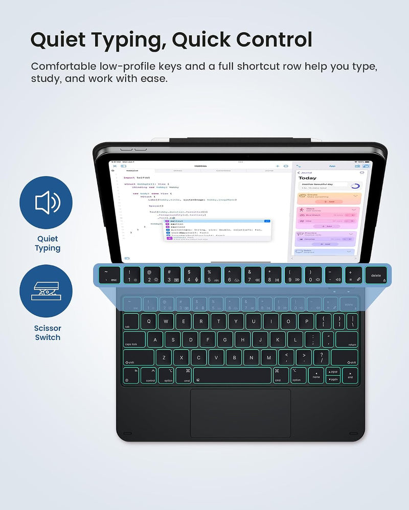 Funda con Teclado typecase Edge para iPad 11" (A16) / 10.ª Gen - Negro