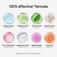 MAREE Almohadillas de ácido glicólico - Discos tonificantes para la limpieza facial - Disco exfoliante con aceite de árbol de té, ácido salicílico y vitaminas E, B3, B5 - Aparato para aclarar el acné
