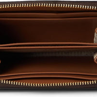 Michael Kors Jet Set Small Zip Around Card Case, Gold-Tone Hardware/Brown/Acorn
