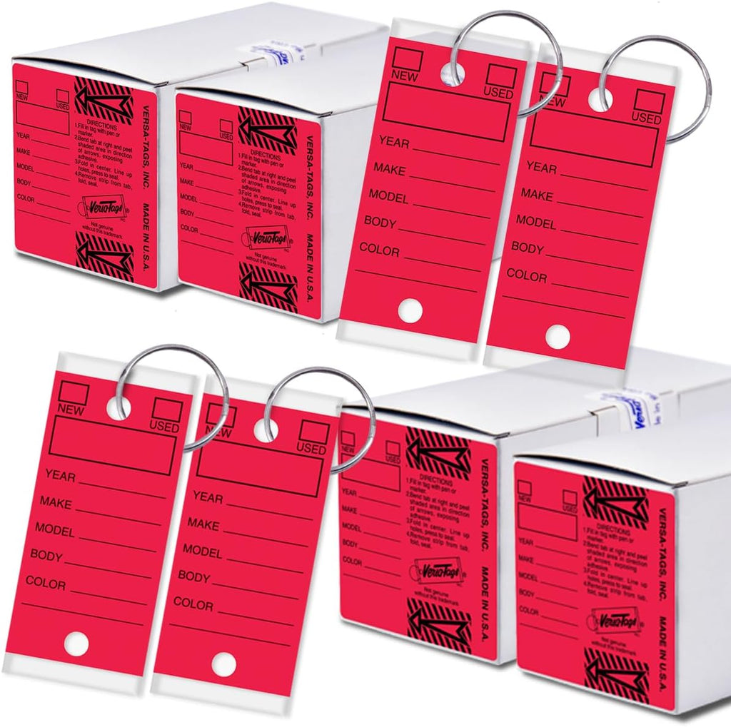 Versa-Tags Red Self-Protecting Key Tags with Split Rings, 1000-Pack