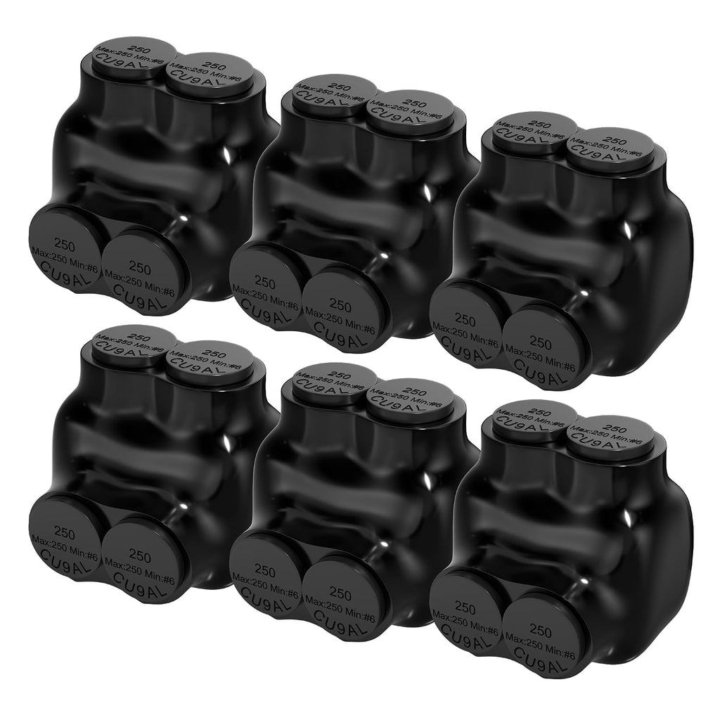 RVBOATPAT Insulated Multi Tap Connector 2 Port 250MCM-6AWG Splice Electrical Power Connectors 5/16" Allen Hex Aluminum W
