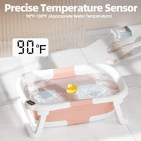 iBabyMax Bañera Plegable para Bebé con Termómetro 0 a 36 Meses Rosada
