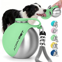 AOFANPET Portable Dog Water Bottle 10oz Stainless Steel Travel Dog Water Dispenser with Bowl No-Spill Puppy Water Bottle