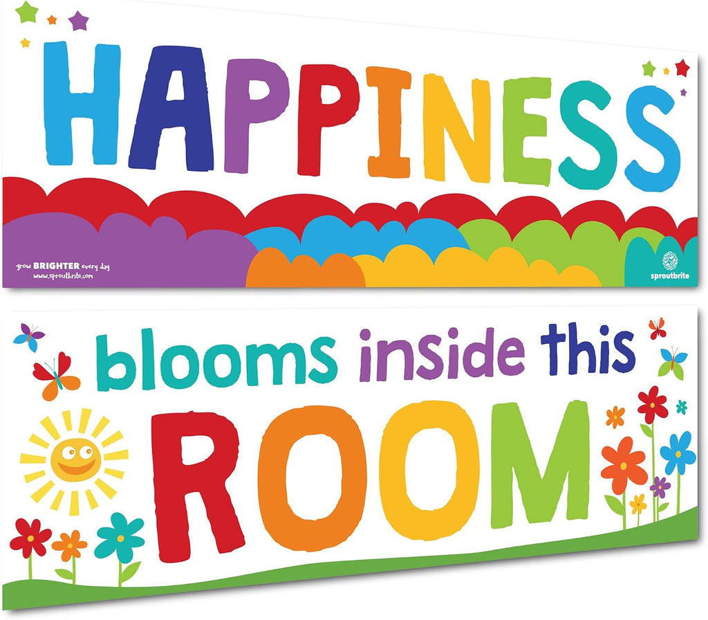Sproutbrite 2 Pack 13.5” x 39” Educational Posters Set - Teachers Posters