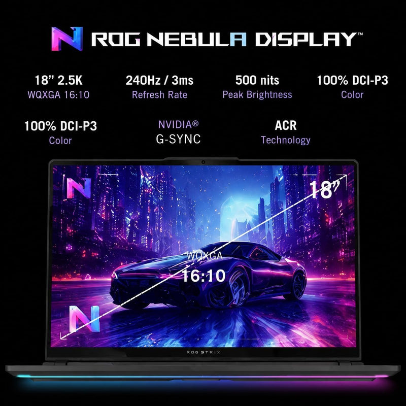 ASUS ROG Strix G18 18-Inch Gaming Laptop, Intel 24-Core Ultra 9 275HX (Up to 5.4GHz), RTX 5060 Laptop GPU, 32 GB DDR5 5600MHz, 1 TB SSD, 18" 2.5K WQXGA 240Hz Nebula Display, Wi-Fi 7, Windows 11 Pro