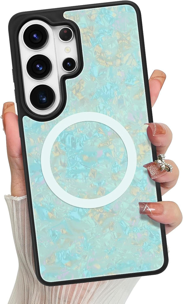 Magnetic for Samsung Galaxy S26 Ultra Case Abalone Shell, Pearl White