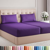Split King Size 5 Piece Sheet Set - Breathable & Cooling Sheets - Purple
