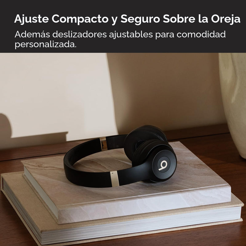 Beats Solo 4 - Negro y dorado — Audífonos inalámbricos Bluetooth on-ear, hasta 50h