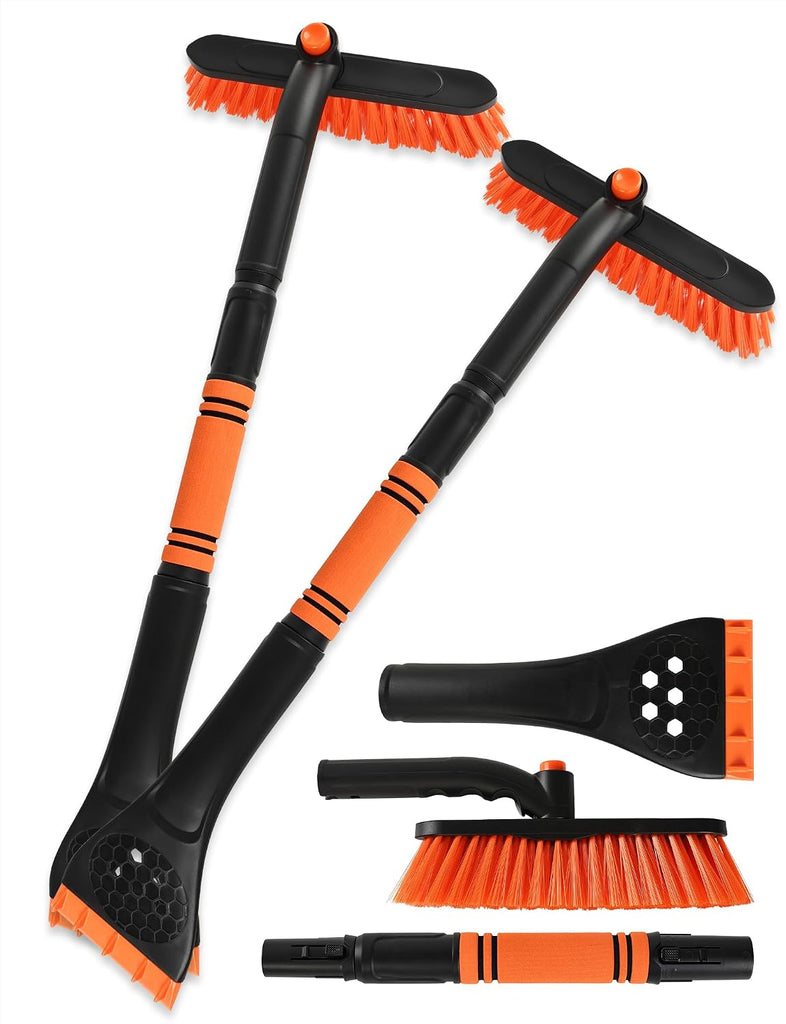 34" Extendable Ice Scrapers for Car Windshield 2-in-1 Snow Brush for Car Snow Scraper for Car Snow Scraper and Drush wit