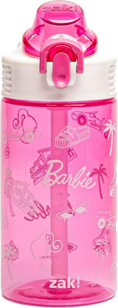 Zak Designs Barbie Sage 16oz Leak-Proof Straw Kids Water Bottle, Plastic