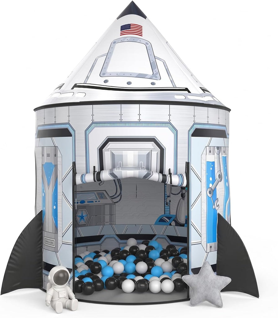 PigPigPen Rocket Ship Tent for Kids: Instant Indoor Outdoor Space Playhouse for Toddlers - Astronaut Adventure Kids Camp