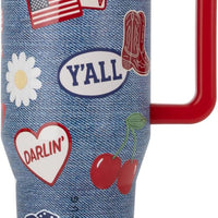 HydroJug Traveler 32oz, Insulated Tumbler with Handle & Straw, American Honey