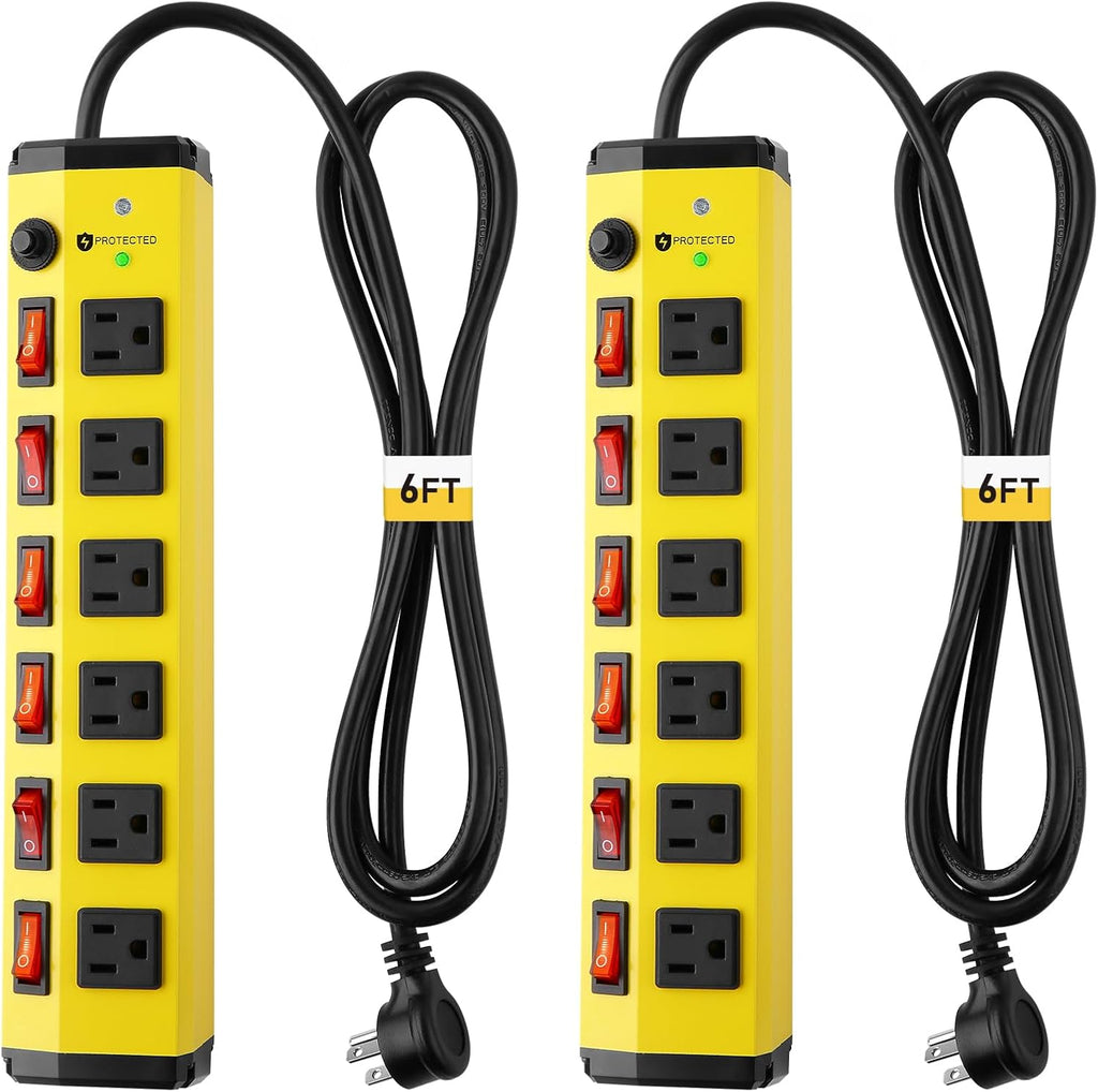 KeBen 2Pack Heavy Duty Power Strip Surge Protector,Individual Switches,6FT