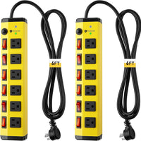 KeBen 2Pack Heavy Duty Power Strip Surge Protector,Individual Switches,6FT