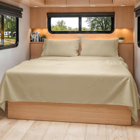 Short Queen Size 4 Piece Bed Sheet Set - RV Short Queen Sheets - Beige