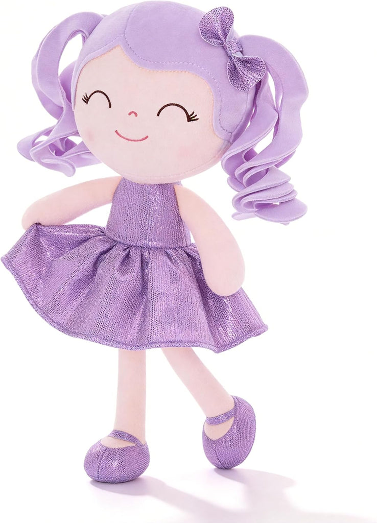 Gloveleya Baby Dolls Soft Snuggly Doll First Baby Girl Gifts Plush Doll with Sparkling Dress Purple 12inches Pearlescent