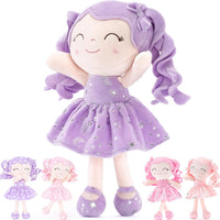 Gloveleya Doll First Baby Doll Plush Baby Doll Baby Dolls Soft Doll Baby Girl Gifts Curly Hair Purple Dress 12inches