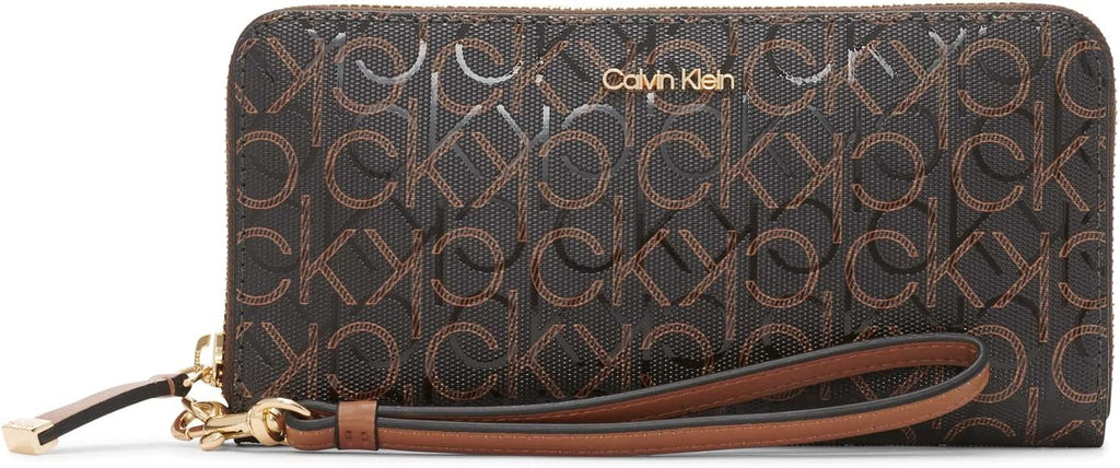 Calvin Klein Leather Wallet, Brown/Khaki/Caramel, One Size