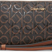 Calvin Klein Leather Wallet, Brown/Khaki/Caramel, One Size