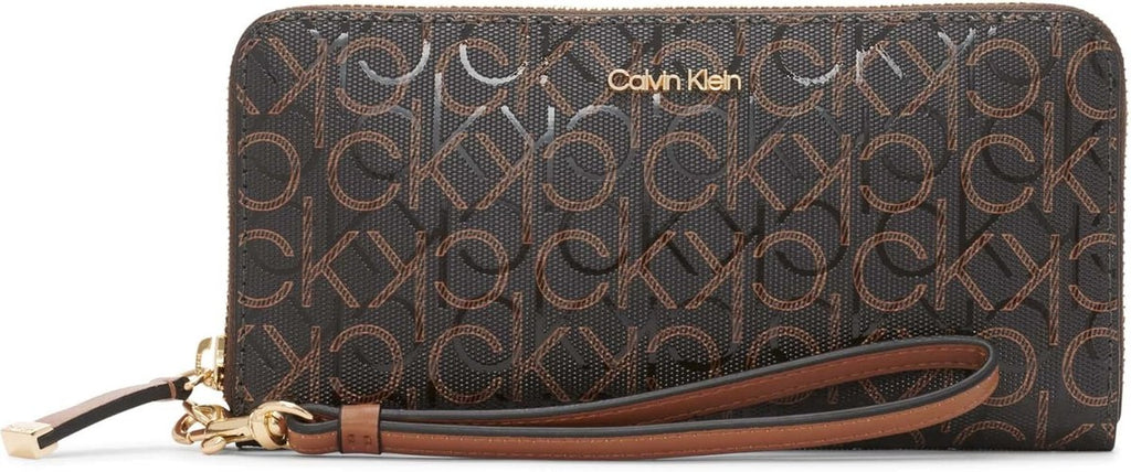 Calvin Klein Women's Key Item Saffiano Continental Zip Around Wallet With Wristlet Strap