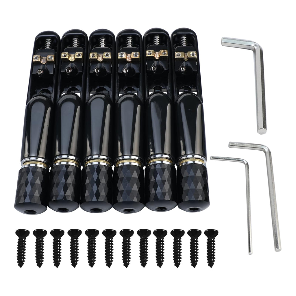 OVSAL Pack of 6 Individual Single Tubular Fixed Bridge 6 String Electric Bass Bridge for Headless 6-string Bass Replacem