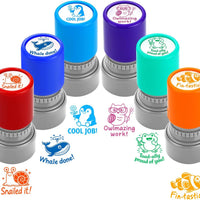 6Pcs Animal Teacher Stamps for Classroom, New Teacher Appreciation Gifts Self Inking Grading Stamps Set, Motivational Re