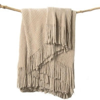 lifein Throw Blanket for Couch, Soft Boho Decor Bed Throw,Cozy Beige Knitted Chenille Small Farmhouse Lightweight Throw