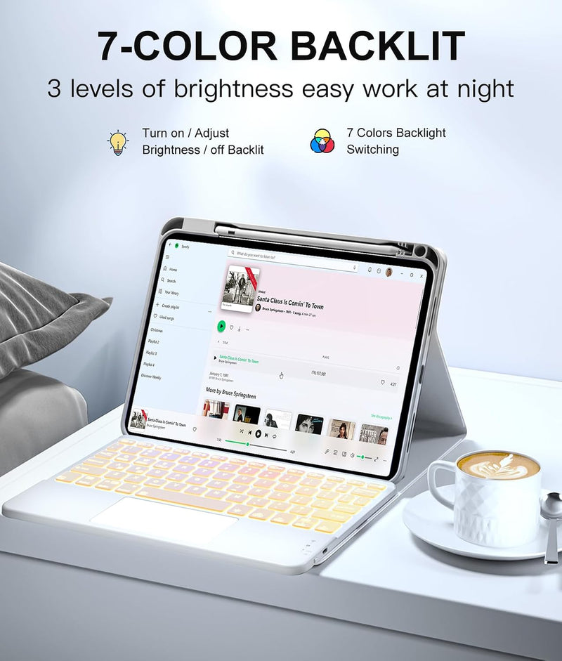 Funda con Teclado Harvopu para iPad 11" (A16) / iPad 10.ª Gen - Blanco