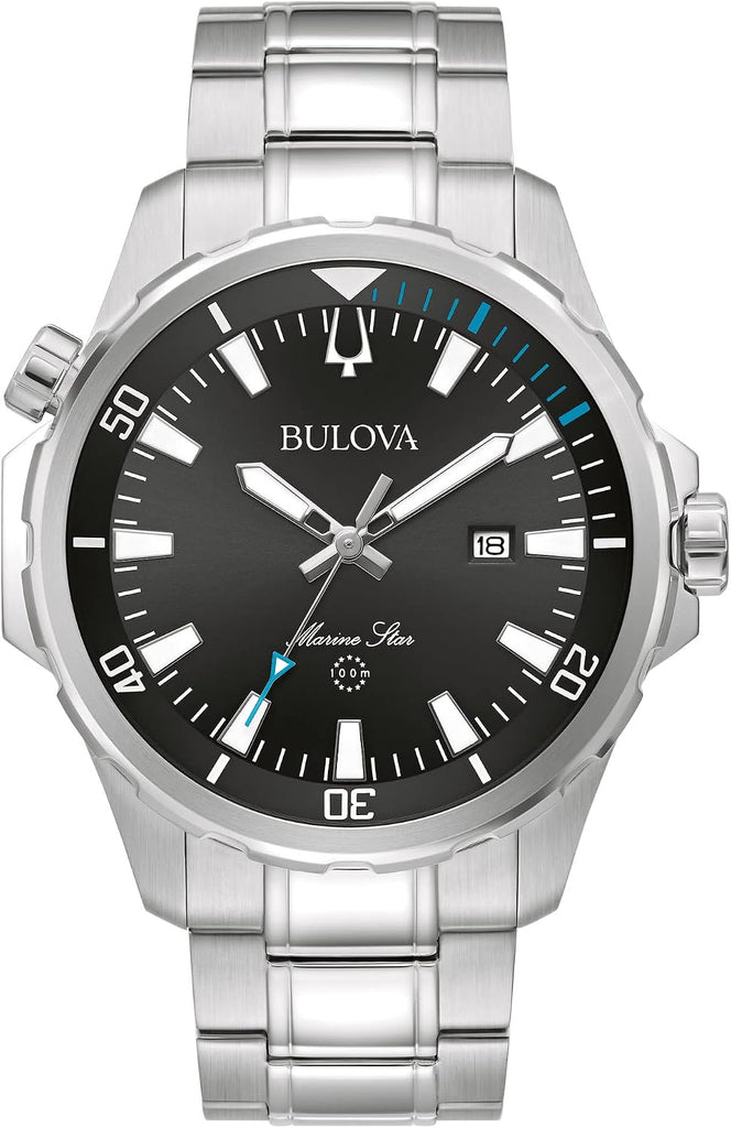 Bulova Men's Marine Star 'Series B' Stainless Steel Watch, Black Sunray Dial Style: 96B382