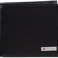 Tommy Hilfiger mens Slim Leather Passcase Wallet With Removable ID Window Black - Black