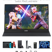 MNN Portable Monitor 15.6inch FHD 1080P 60Hz USB C HDMI Gaming Ultra-Slim IPS Display w/Smart Cover & Speakers,HDR Plug&Play, External Monitor for Laptop PC Phone Mac (15.6'' 1080P)