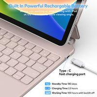 Funda con Teclado runelk para iPad 10.ª / 11.ª Gen (A16) - Oro Rosa