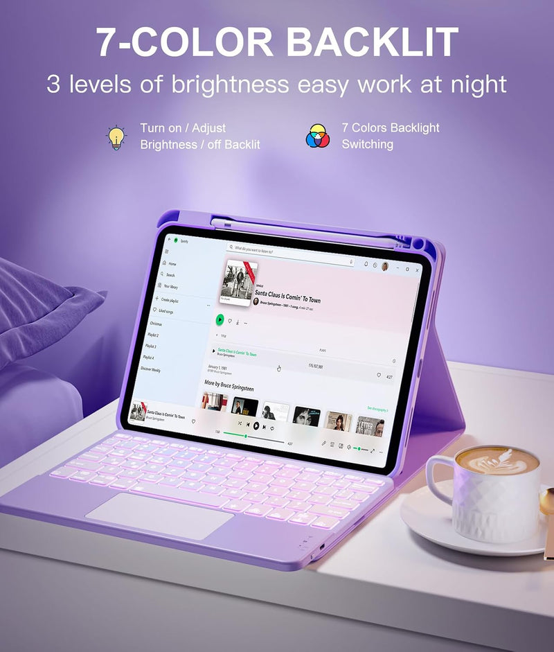 Funda con Teclado Harvopu para iPad 11" (A16) / iPad 10.ª Gen - Morado
