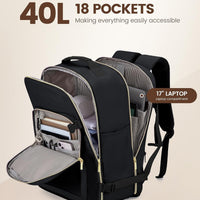 LOVEVOOK 40L Travel Backpack Flight Approved Carry on Backpack,3 Packing Cubes,Waterproof Personal Item Travel Bag,TSA Carry on Luggage Suitcase Travel Essentials,Gifts for Women & Men,fits 17" Laptop