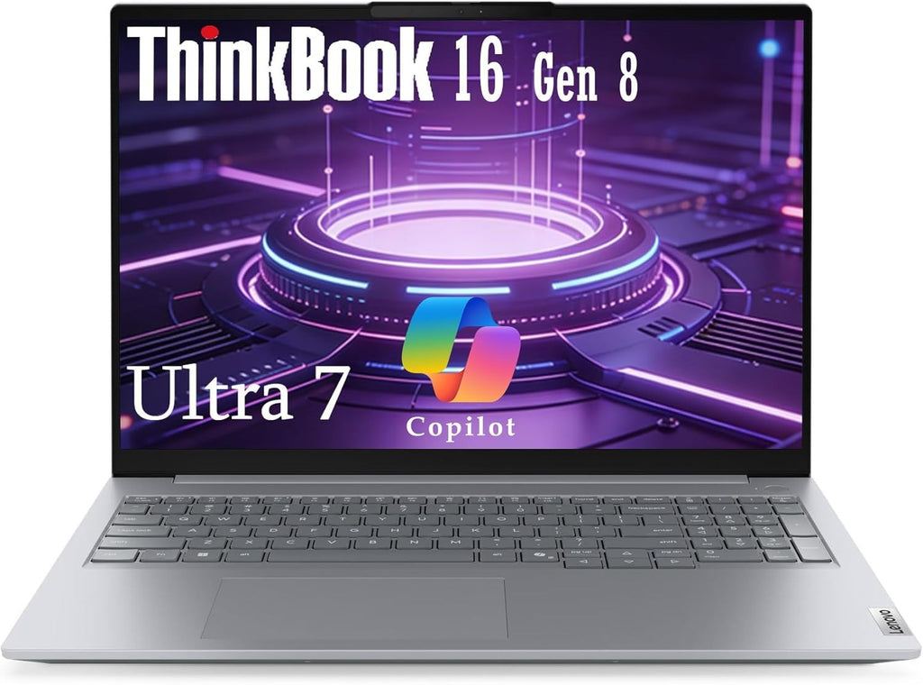 Lenovo ThinkBook 16 Gen 8 Business Laptop, 16" WUXGA IPS Display, Intel Core Ultra 7 255H, 32GB DDR5 RAM, 1TB PCIe SSD, Fingerprint Reader, Copilot AI PC Office 365 for Web, Arctic Grey Windows 11 Pro